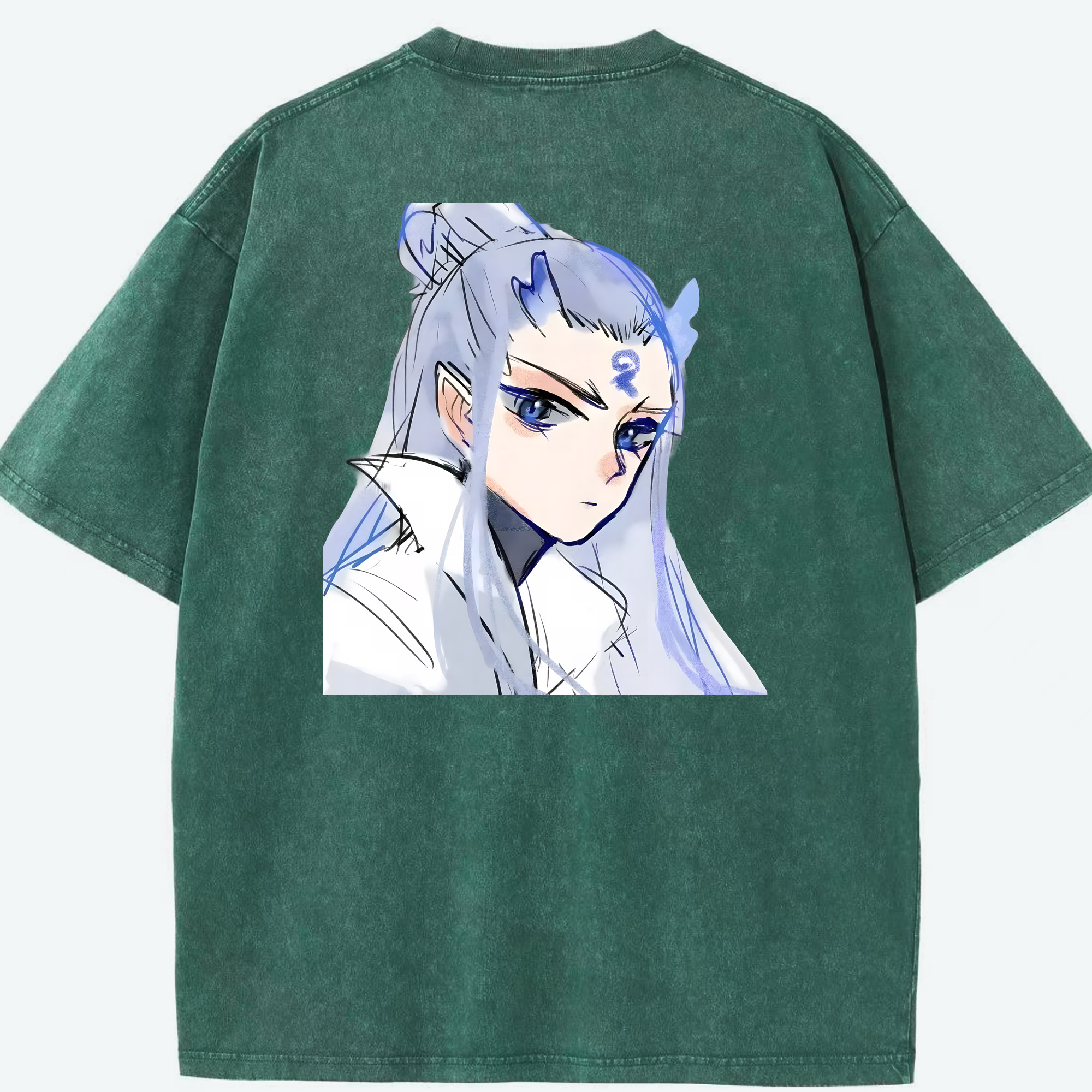 （画像用） Ne Zha 2 ナタ 魔童の大暴れ 綿100% ヴィンテージ風 半袖Tシャツ（背面プリント）